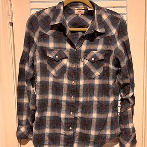 Levi's Blue and White Checkered Shirt